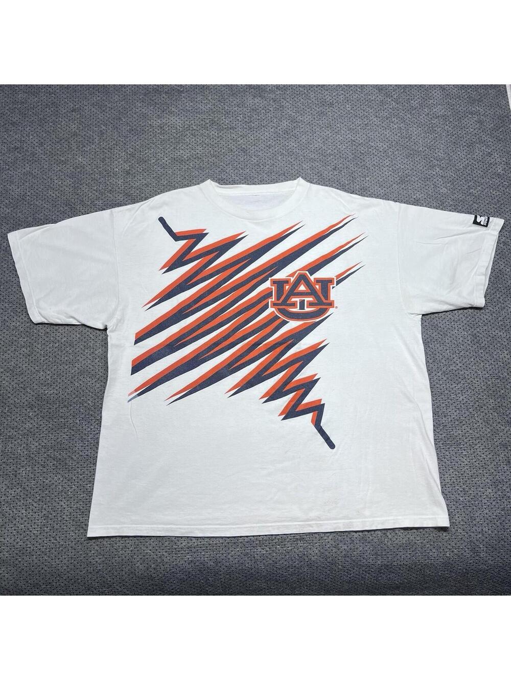 Vintage 90s Starter University Of Auburn Tigers Shockwave T-Shirt XXL RARE MENS